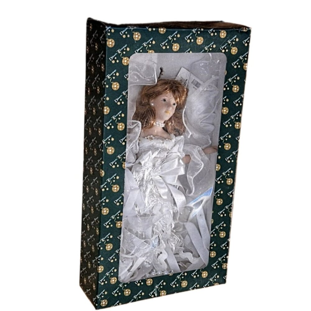 Vintage Dillard's Trimmings Porcelain Half-body Redhead Christmas Angel
